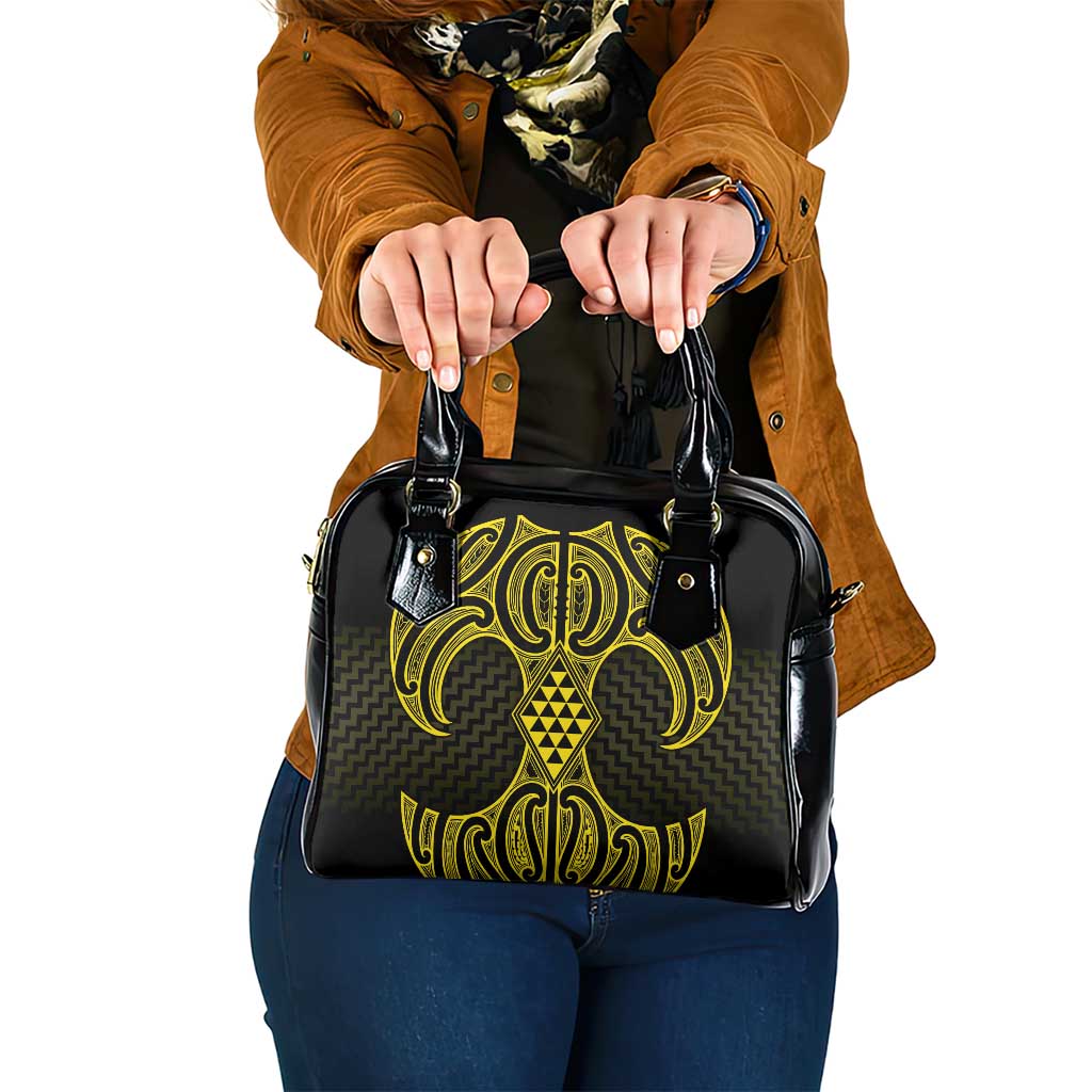 Mahi-dawg Maori Ta Moko Poutama Art Shoulder Handbag LT9 One Size Yellow - Polynesian Pride