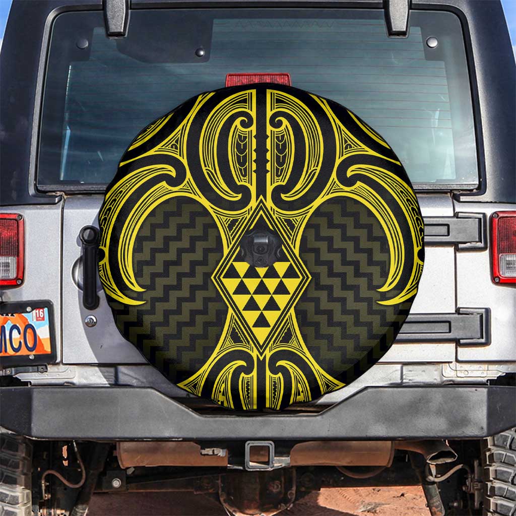 Mahi-dawg Maori Ta Moko Poutama Art Spare Tire Cover LT9 Yellow - Polynesian Pride