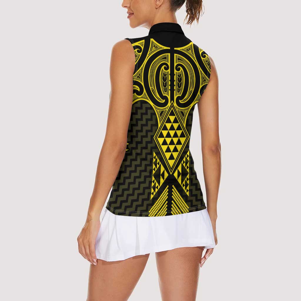 Mahi-dawg Maori Ta Moko Poutama Art Women Sleeveless Polo Shirt