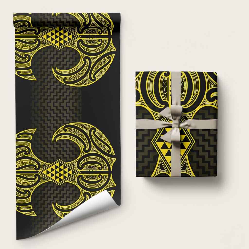 Mahi-dawg Maori Ta Moko Poutama Art Wrapping Paper LT9 58" × 23" Yellow - Polynesian Pride