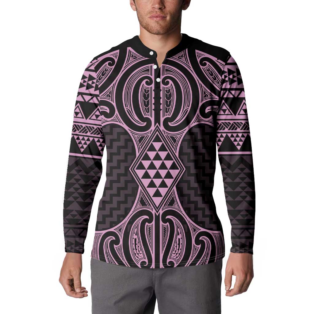 Mawhero Maori Ta Moko Poutama Art Button Sweatshirt