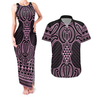 Mawhero Maori Ta Moko Poutama Art Couples Matching Tank Maxi Dress and Hawaiian Shirt