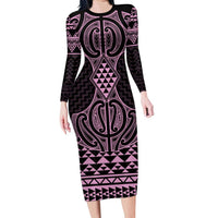 Mawhero Maori Ta Moko Poutama Art Family Matching Long Sleeve Bodycon Dress and Hawaiian Shirt