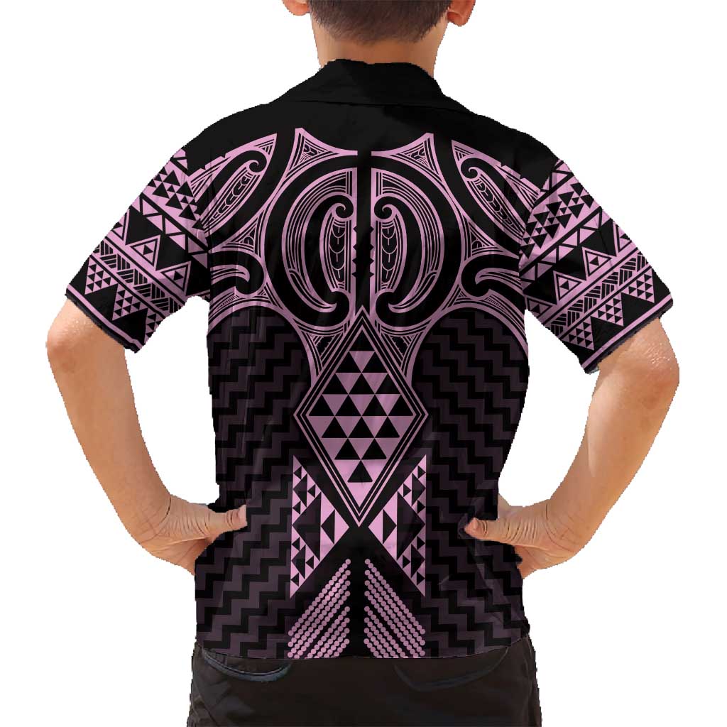 Mawhero Maori Ta Moko Poutama Art Family Matching Off Shoulder Short Dress and Hawaiian Shirt