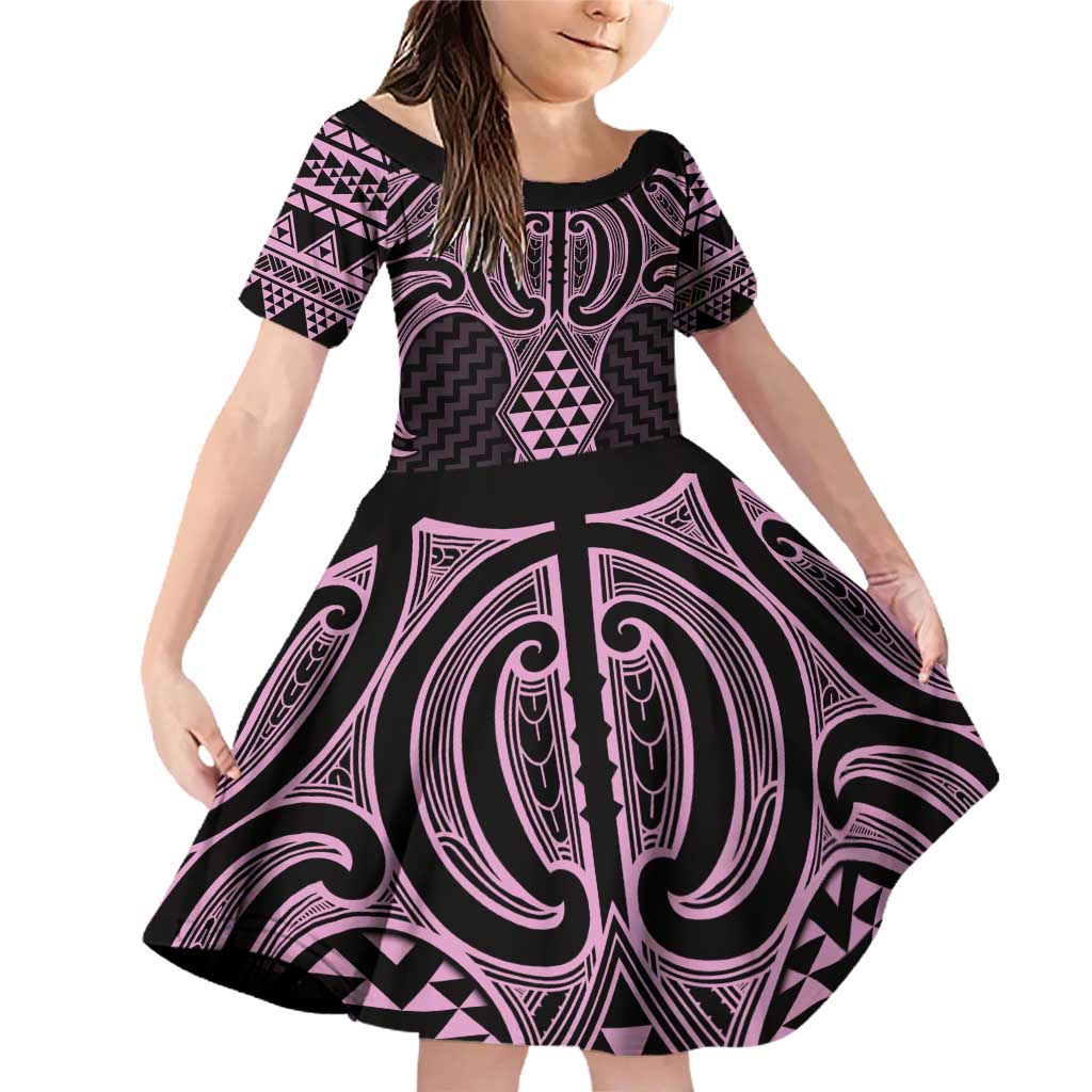 Mawhero Maori Ta Moko Poutama Art Family Matching Off Shoulder Short Dress and Hawaiian Shirt