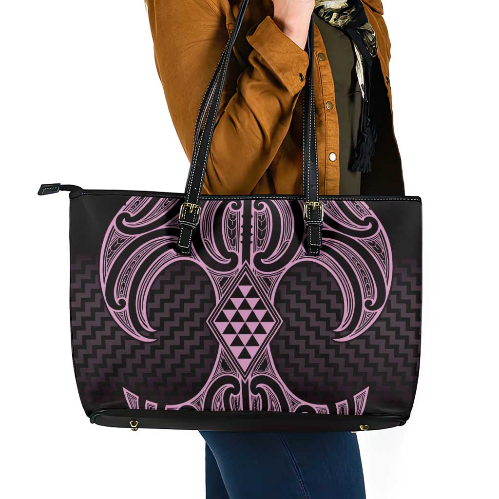 Mawhero Maori Ta Moko Poutama Art Leather Tote Bag