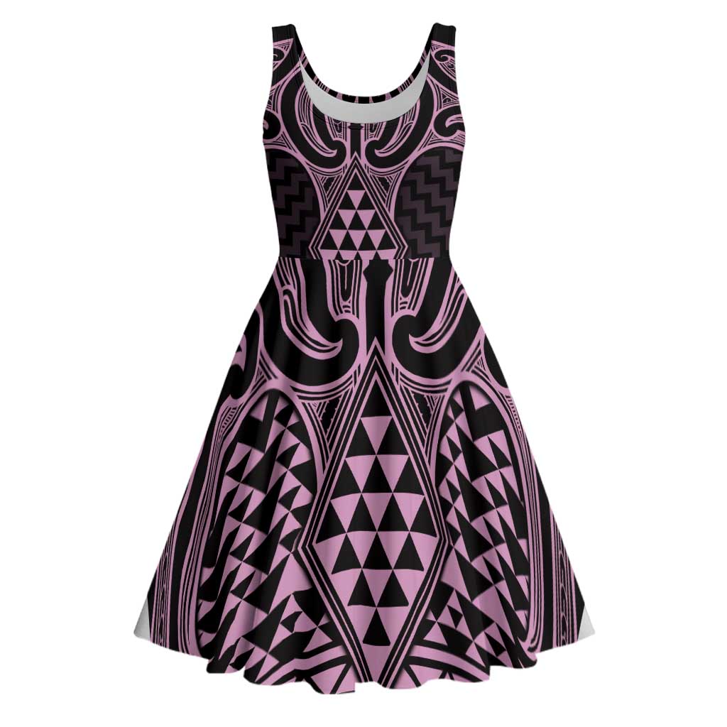 Mawhero Maori Ta Moko Poutama Art Midi Dress - Polynesian Pride