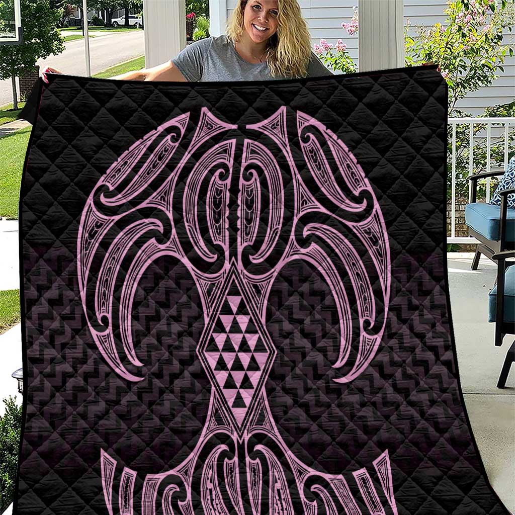 Mawhero Maori Ta Moko Poutama Art Quilt LT9 Pink - Polynesian Pride