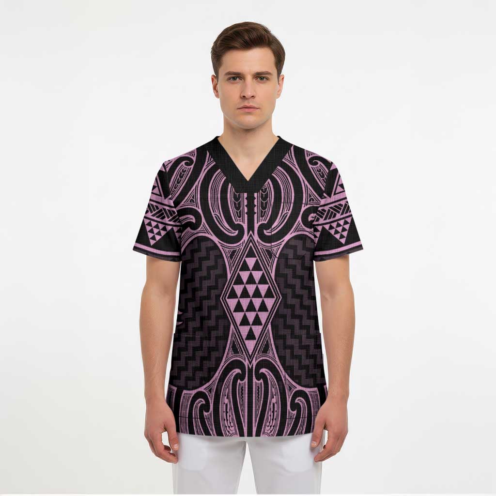 Mawhero Maori Ta Moko Poutama Art Scrub Top - Polynesian Pride