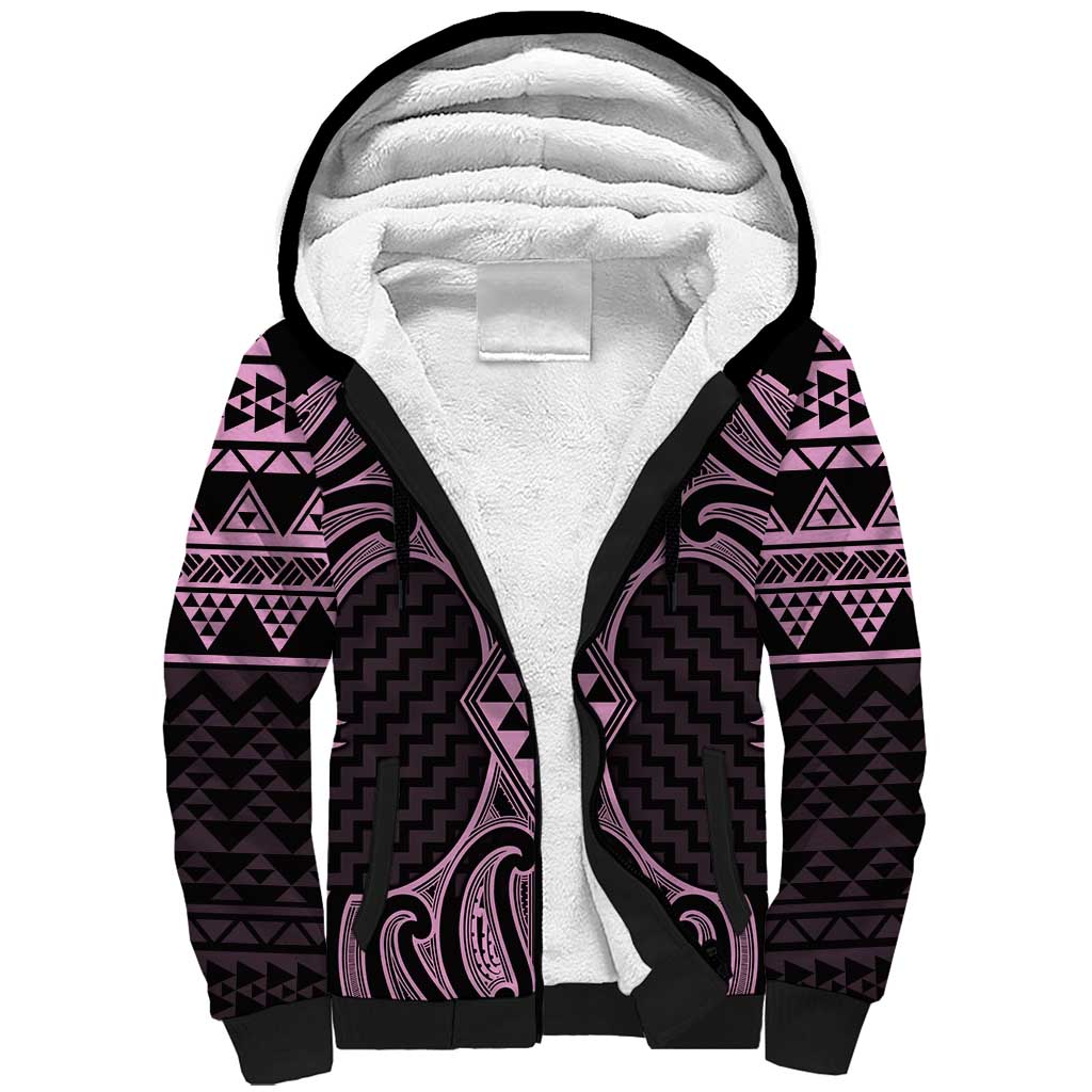 Mawhero Maori Ta Moko Poutama Art Sherpa Hoodie