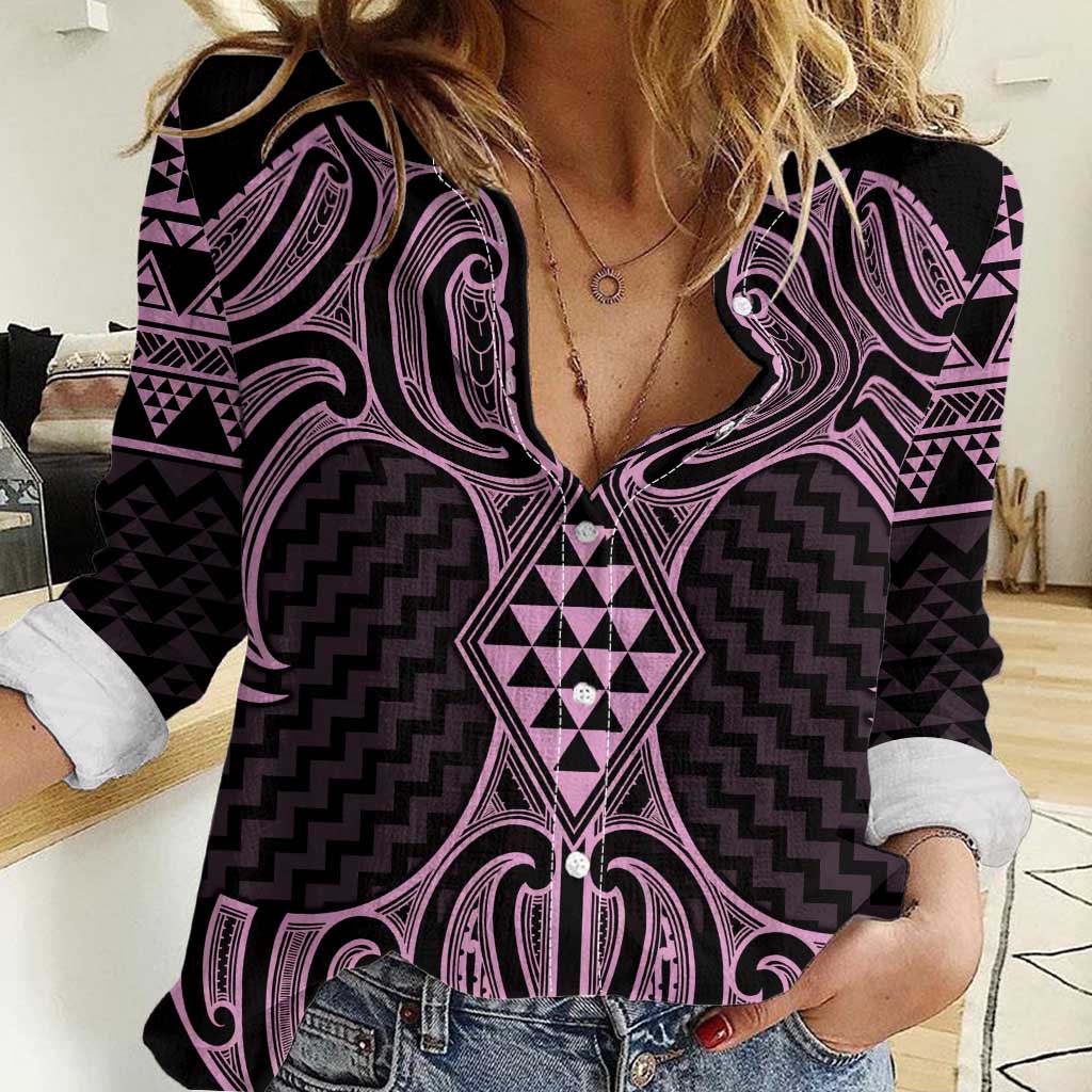 Mawhero Maori Ta Moko Poutama Art Women Casual Shirt