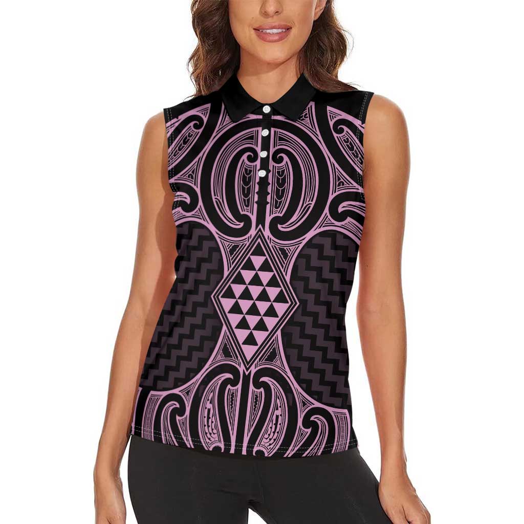 Mawhero Maori Ta Moko Poutama Art Women Sleeveless Polo Shirt