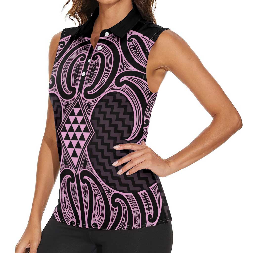 Mawhero Maori Ta Moko Poutama Art Women Sleeveless Polo Shirt