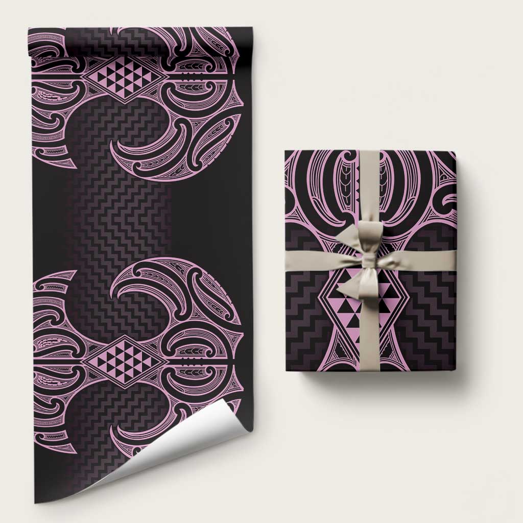 Mawhero Maori Ta Moko Poutama Art Wrapping Paper LT9 58" × 23" Pink - Polynesian Pride