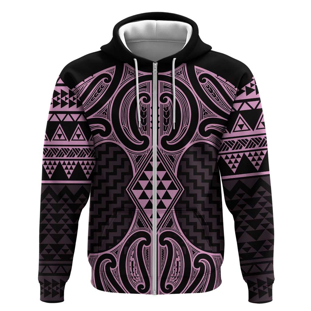 Mawhero Maori Ta Moko Poutama Art Zip Hoodie
