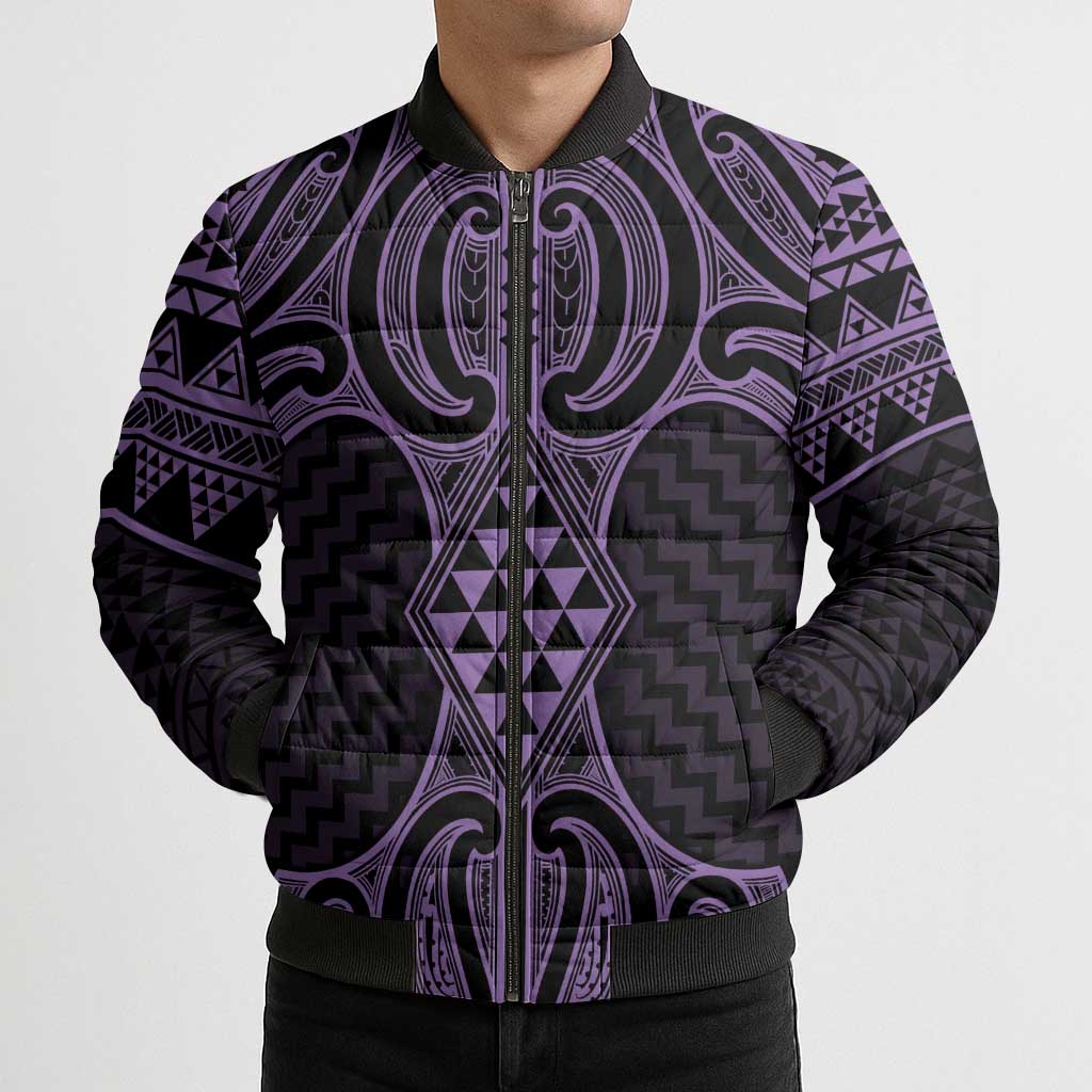 Waiporoporo Maori Ta Moko Poutama Art Bomber Puffer Jacket - Polynesian Pride