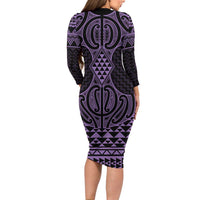 Waiporoporo Maori Ta Moko Poutama Art Family Matching Long Sleeve Bodycon Dress and Hawaiian Shirt LT9 - Polynesian Pride