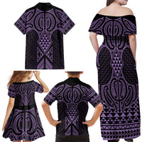 Waiporoporo Maori Ta Moko Poutama Art Family Matching Off Shoulder Maxi Dress and Hawaiian Shirt