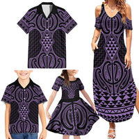 Waiporoporo Maori Ta Moko Poutama Art Family Matching Summer Maxi Dress and Hawaiian Shirt