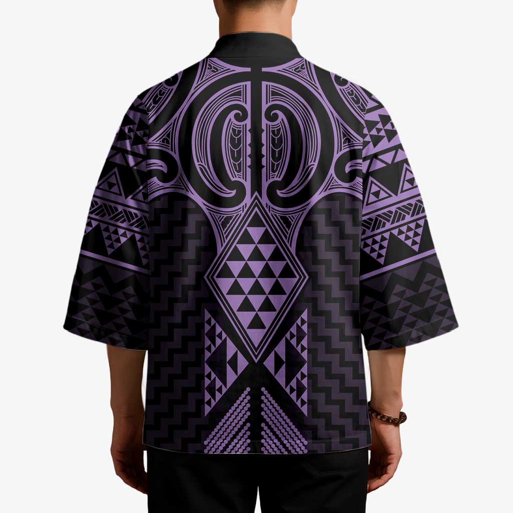 Waiporoporo Maori Ta Moko Poutama Art Kimono - Polynesian Pride