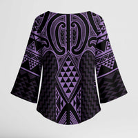 Waiporoporo Maori Ta Moko Poutama Art Kimono Sleeve Blouse - Polynesian Pride