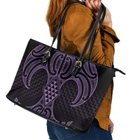 Waiporoporo Maori Ta Moko Poutama Art Leather Tote Bag