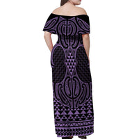 Waiporoporo Maori Ta Moko Poutama Art Off Shoulder Maxi Dress