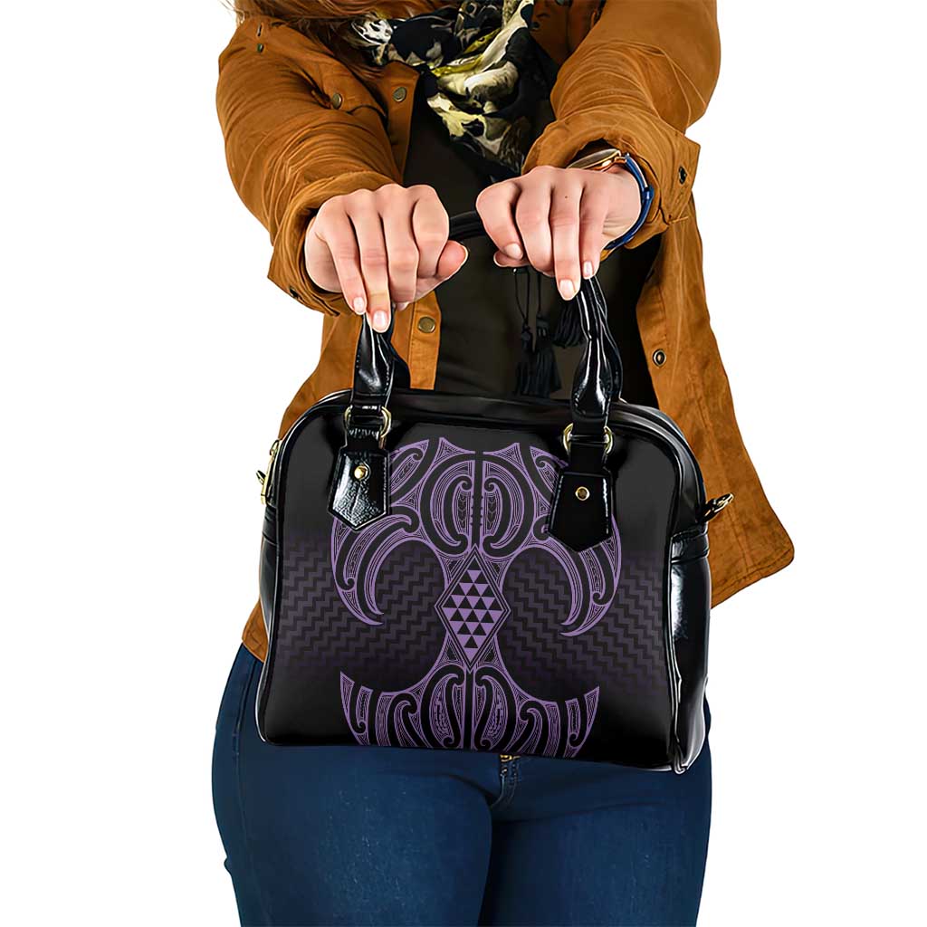 Waiporoporo Maori Ta Moko Poutama Art Shoulder Handbag LT9 One Size Purple - Polynesian Pride