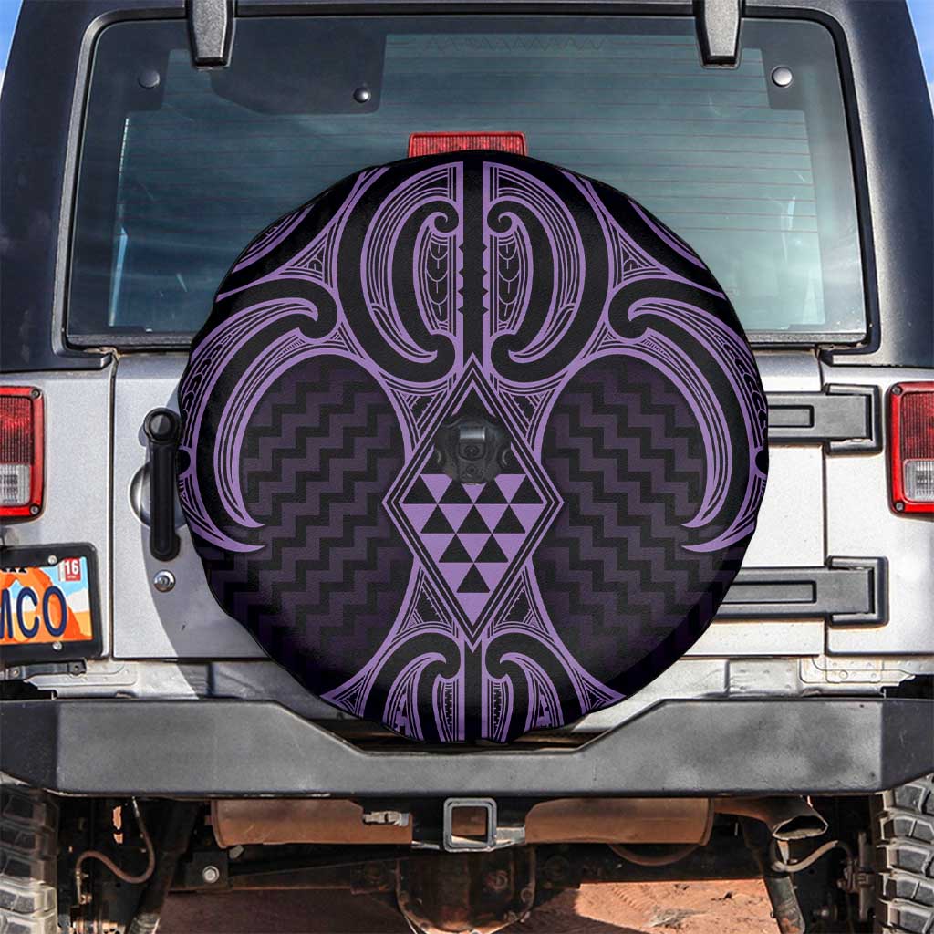Waiporoporo Maori Ta Moko Poutama Art Spare Tire Cover LT9 Purple - Polynesian Pride