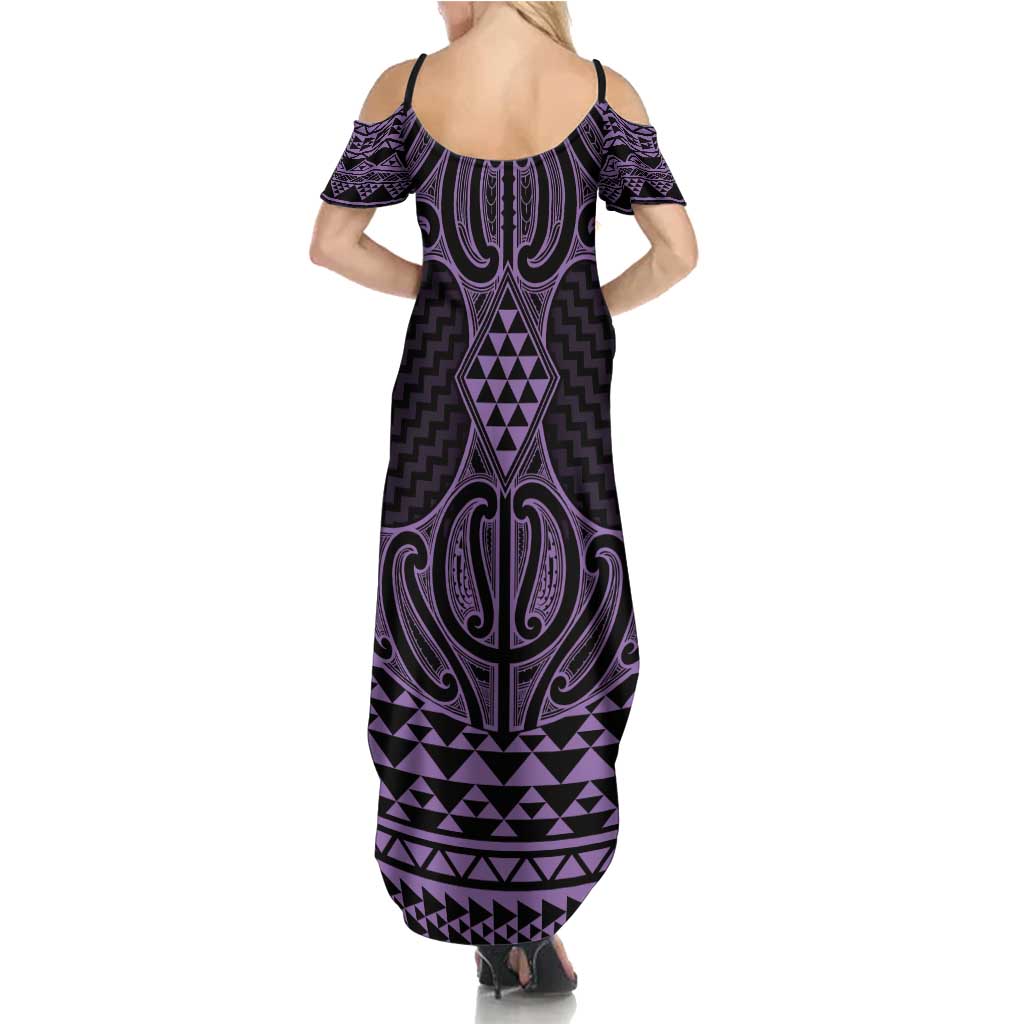 Waiporoporo Maori Ta Moko Poutama Art Summer Maxi Dress