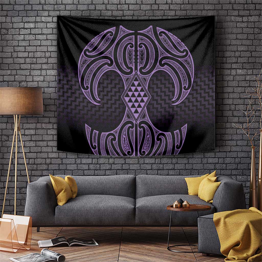 Waiporoporo Maori Ta Moko Poutama Art Tapestry LT9 Purple - Polynesian Pride