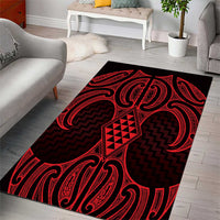 Whero Maori Ta Moko Poutama Art Area Rug