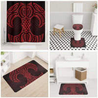 Whero Maori Ta Moko Poutama Art Bathroom Set - Polynesian Pride