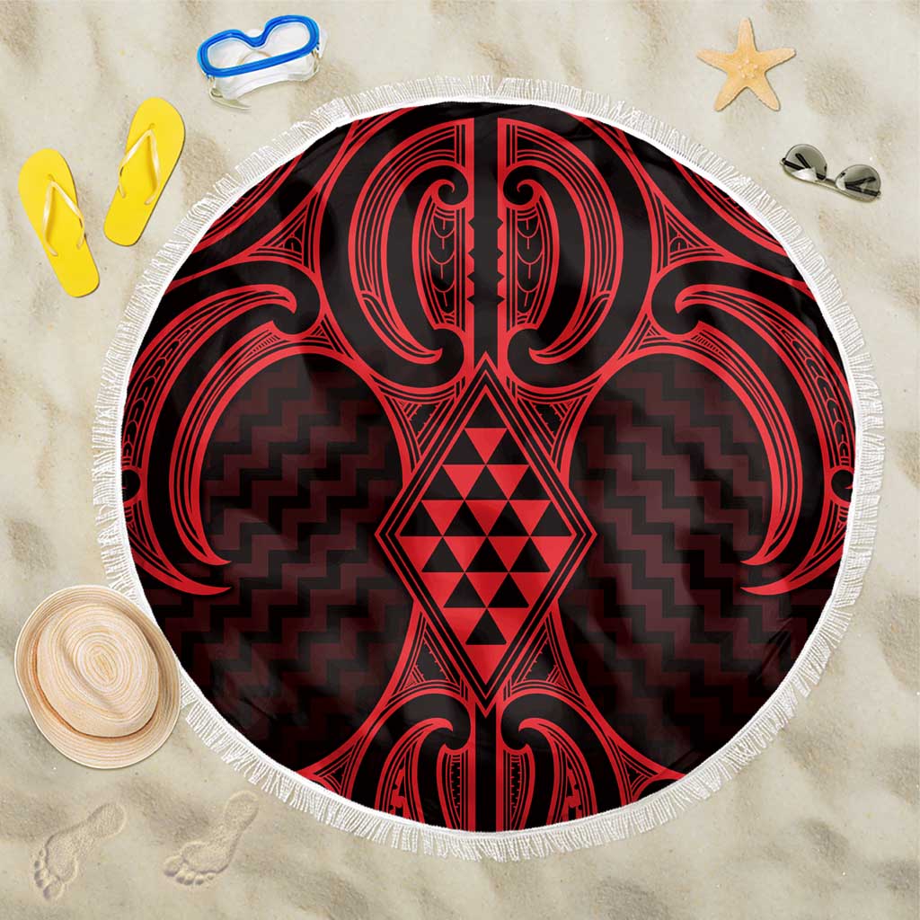 Whero Maori Ta Moko Poutama Art Beach Blanket