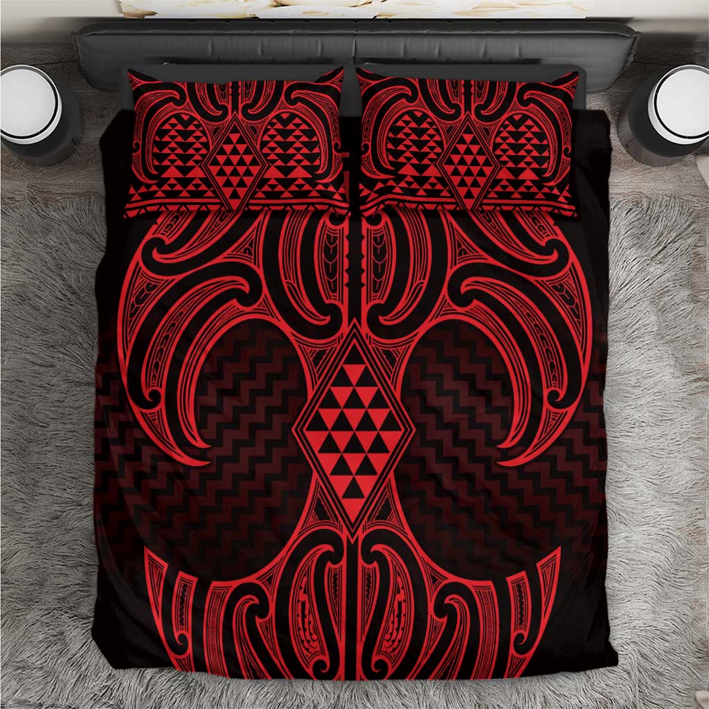 Whero Maori Ta Moko Poutama Art Bedding Set LT9 Red - Polynesian Pride