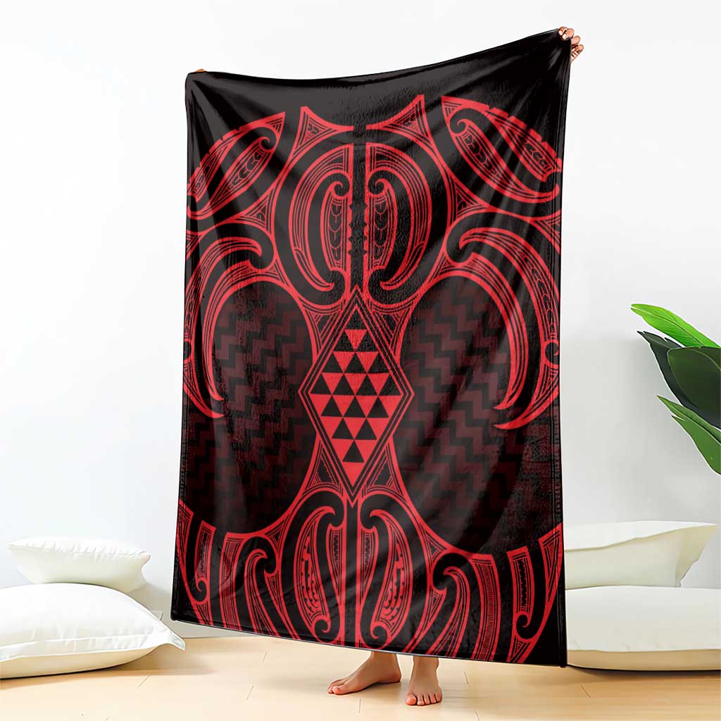 Whero Maori Ta Moko Poutama Art Blanket