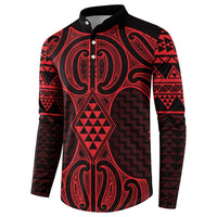 Whero Maori Ta Moko Poutama Art Button Sweatshirt LT9 - Polynesian Pride