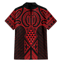 Whero Maori Ta Moko Poutama Art Family Matching Off Shoulder Maxi Dress and Hawaiian Shirt