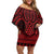 Whero Maori Ta Moko Poutama Art Family Matching Off Shoulder Short Dress and Hawaiian Shirt
