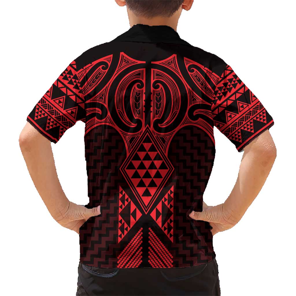 Whero Maori Ta Moko Poutama Art Family Matching Short Sleeve Bodycon Dress and Hawaiian Shirt LT9 - Polynesian Pride
