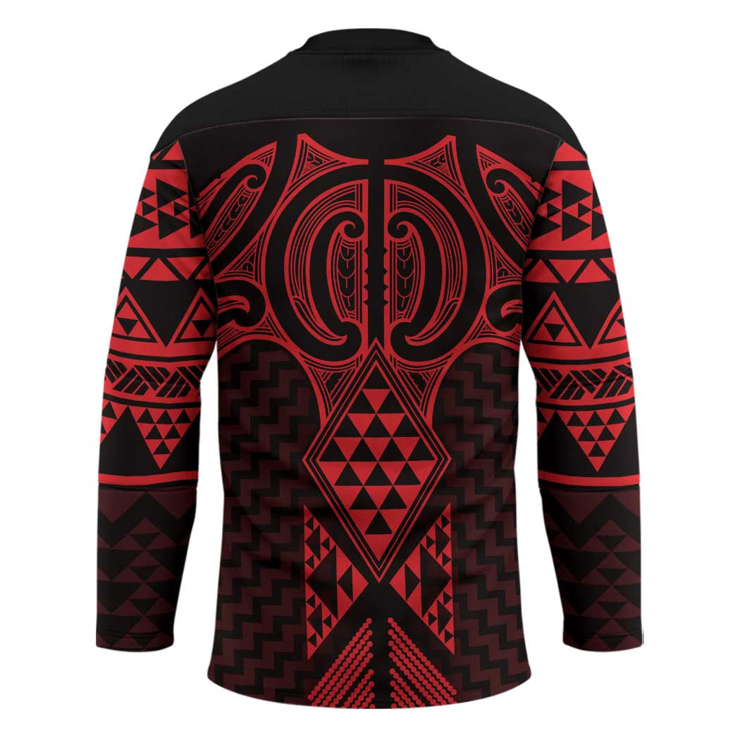 Whero Maori Ta Moko Poutama Art Hockey Jersey - Polynesian Pride