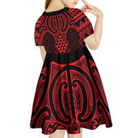 Whero Maori Ta Moko Poutama Art Kid Short Sleeve Dress