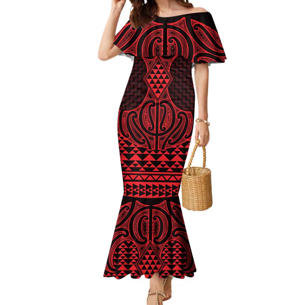 Whero Maori Ta Moko Poutama Art Mermaid Dress