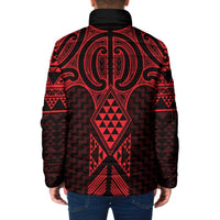 Whero Maori Ta Moko Poutama Art Padded Jacket - Polynesian Pride