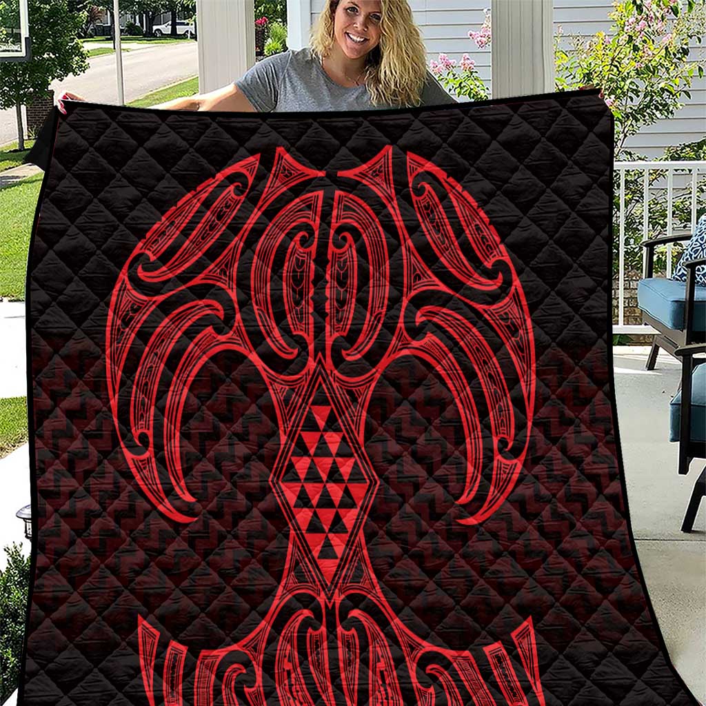 Whero Maori Ta Moko Poutama Art Quilt LT9 Red - Polynesian Pride