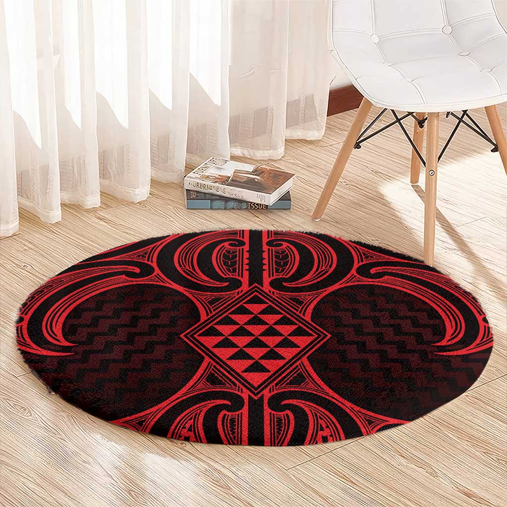 Whero Maori Ta Moko Poutama Art Round Carpet