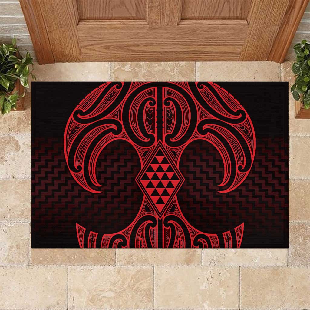 Whero Maori Ta Moko Poutama Art Rubber Doormat