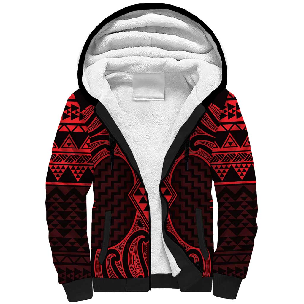 Whero Maori Ta Moko Poutama Art Sherpa Hoodie