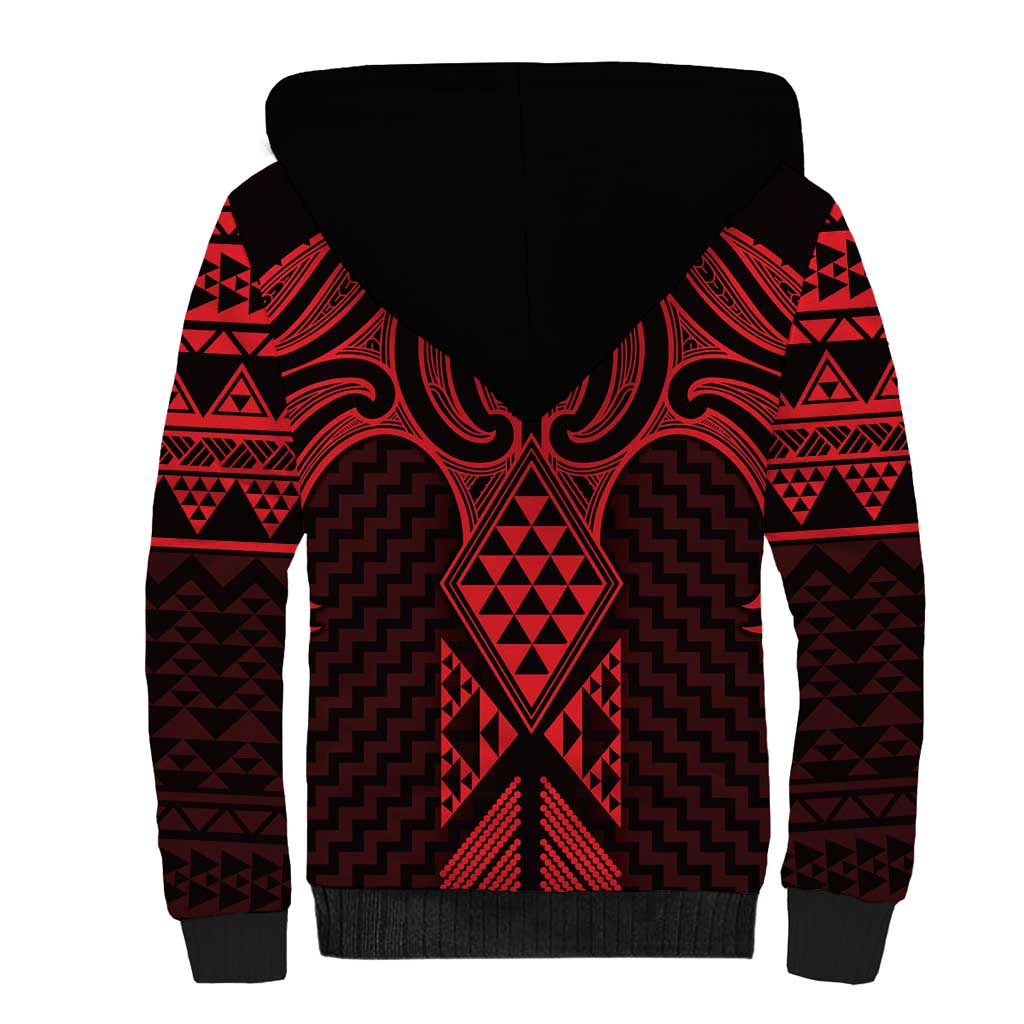 Whero Maori Ta Moko Poutama Art Sherpa Hoodie