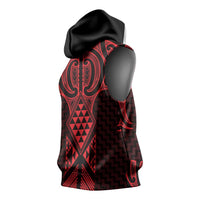 Whero Maori Ta Moko Poutama Art Sleeveless Hoodie - Polynesian Pride